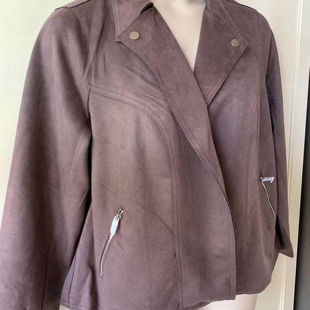 Philosophy Women's Faux Suede Jacket- Truffle- SZ 1X